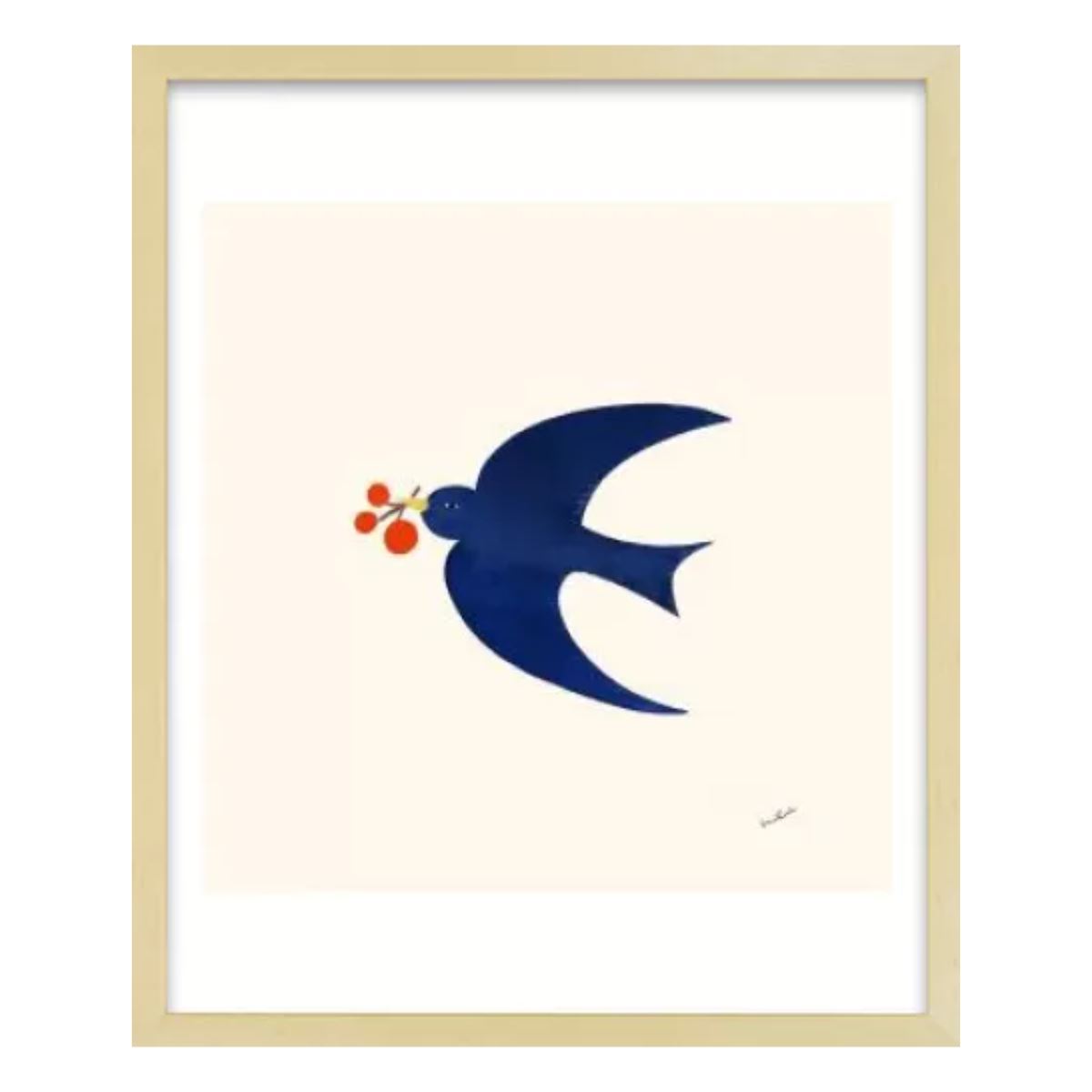 Blue Bird / アート スリム額 Mタテ ナチュラルフレーム