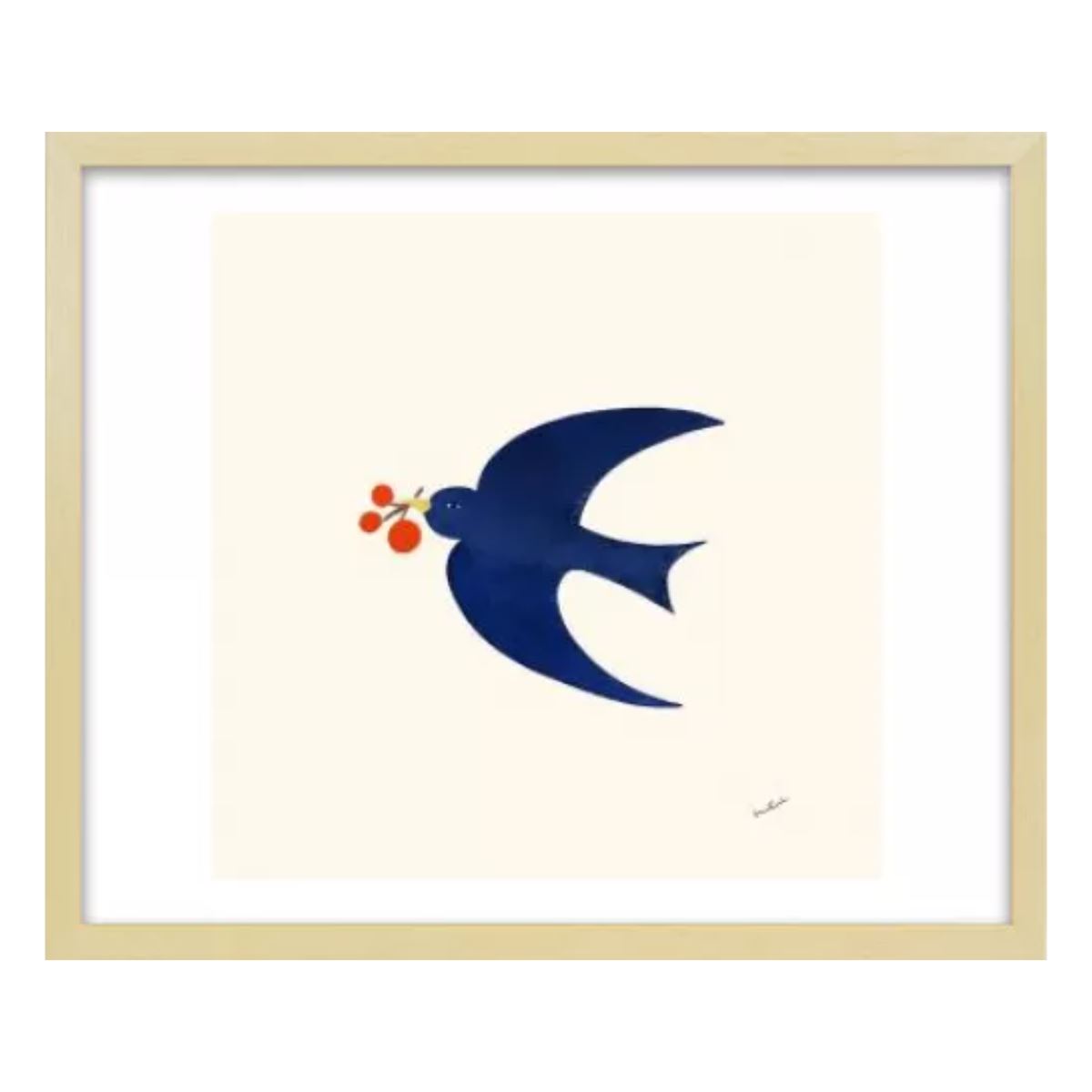 Blue Bird / アート スリム額 Mヨコ ナチュラルフレーム
