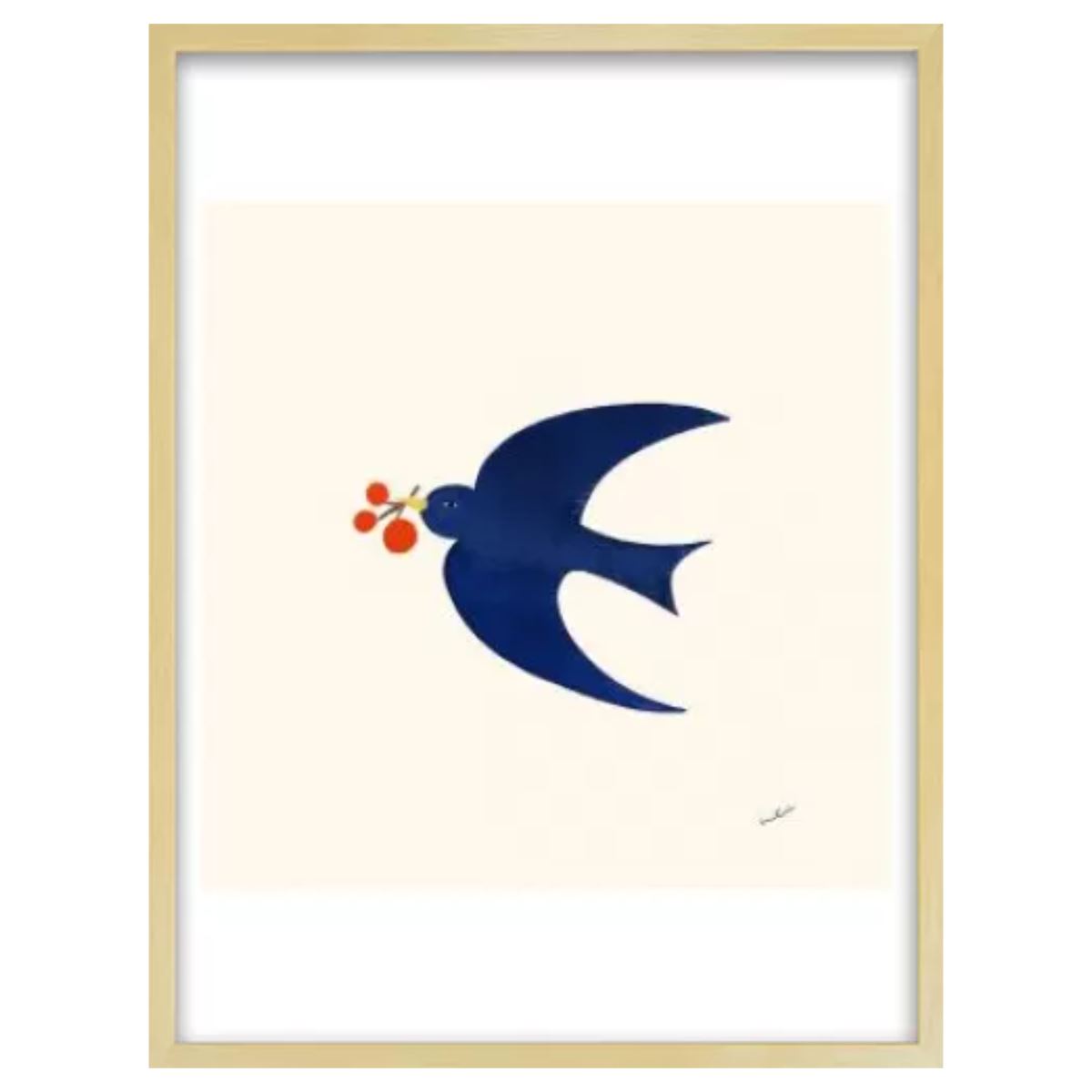 Blue Bird / アート スリム額 Lタテ ナチュラルフレーム