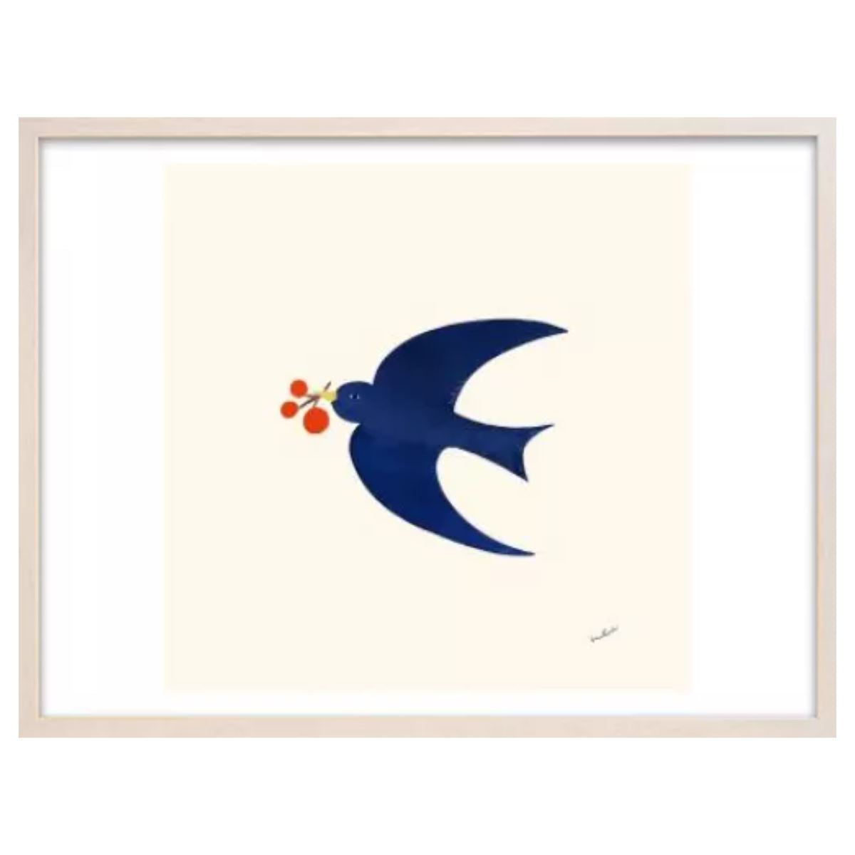 Blue Bird / アート スリム額 Lヨコ ホワイトフレーム