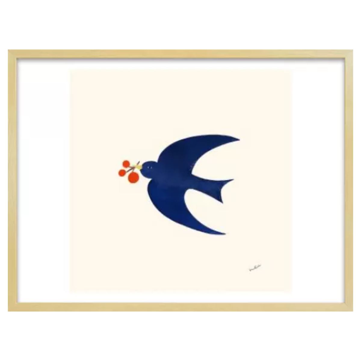 Blue Bird / アート スリム額 Lヨコ ナチュラルフレーム