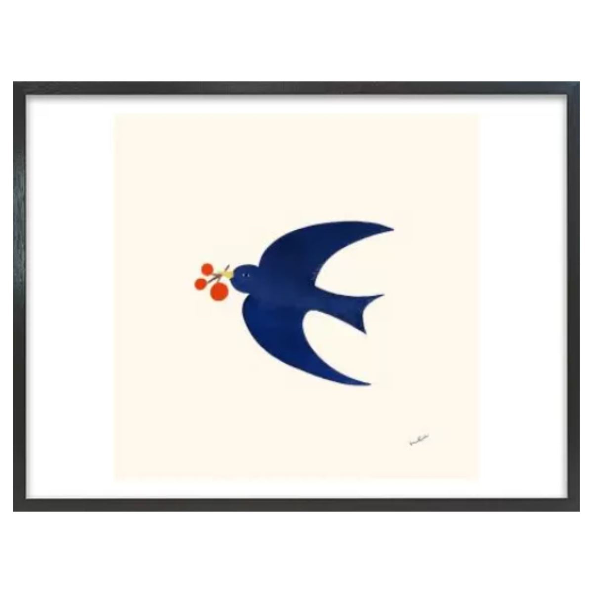 Blue Bird / アート スリム額 Lヨコ ブラックフレーム