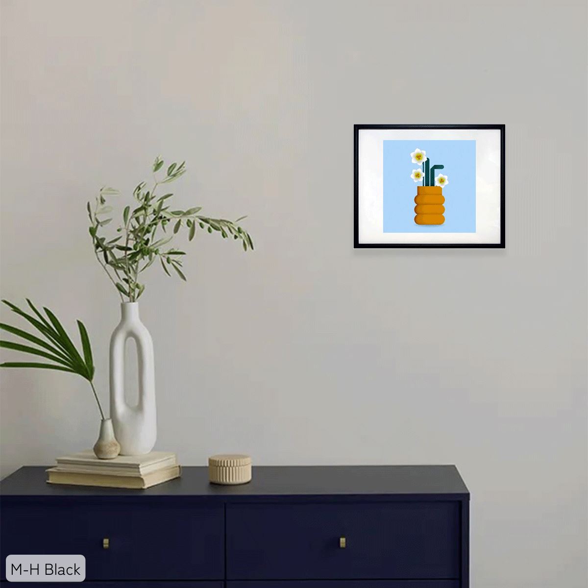 Daffodils / アートスリム額 Mヨコ ブラックフレーム使用例