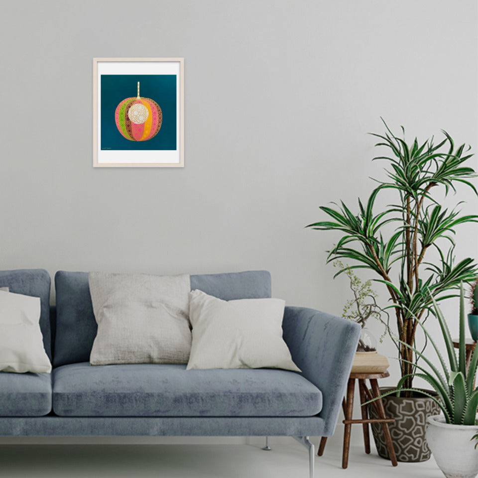 ホオズキ【神無月】 / アート スリム額 Mタテ ホワイトフレーム 使用例