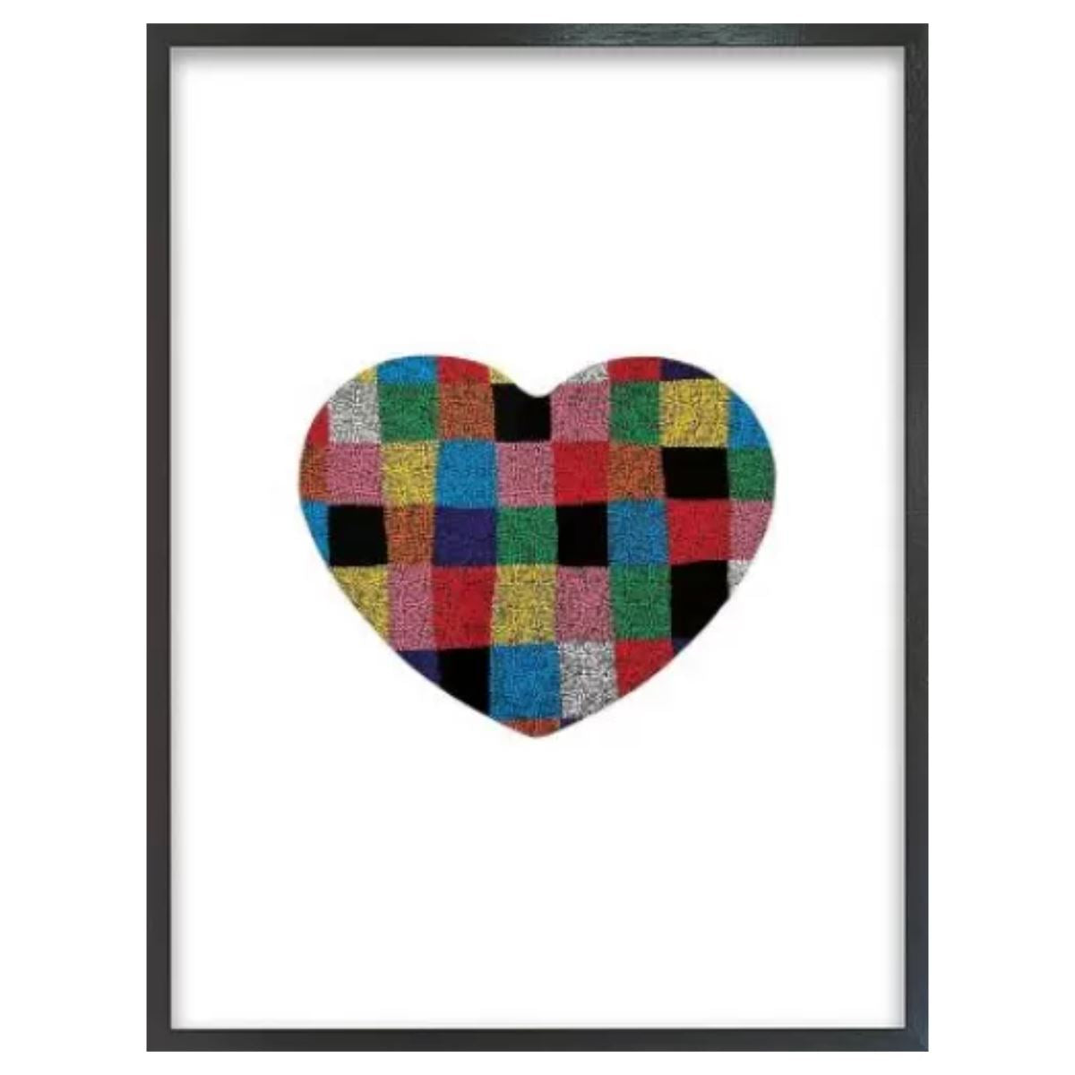 Patchwork Heart 1 / アート スリム額 Lヨコ ホワイトフレーム