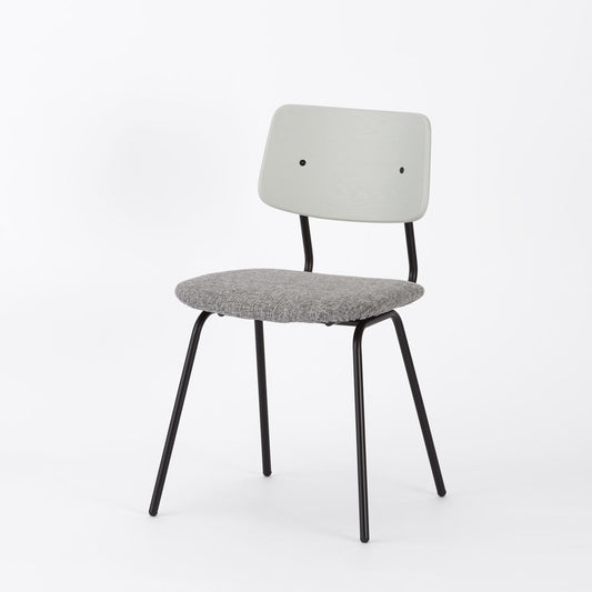 KUUM  Chair shikaku - Black Steel Frame/Cushion/Gray White Back / クーム チェア シカク