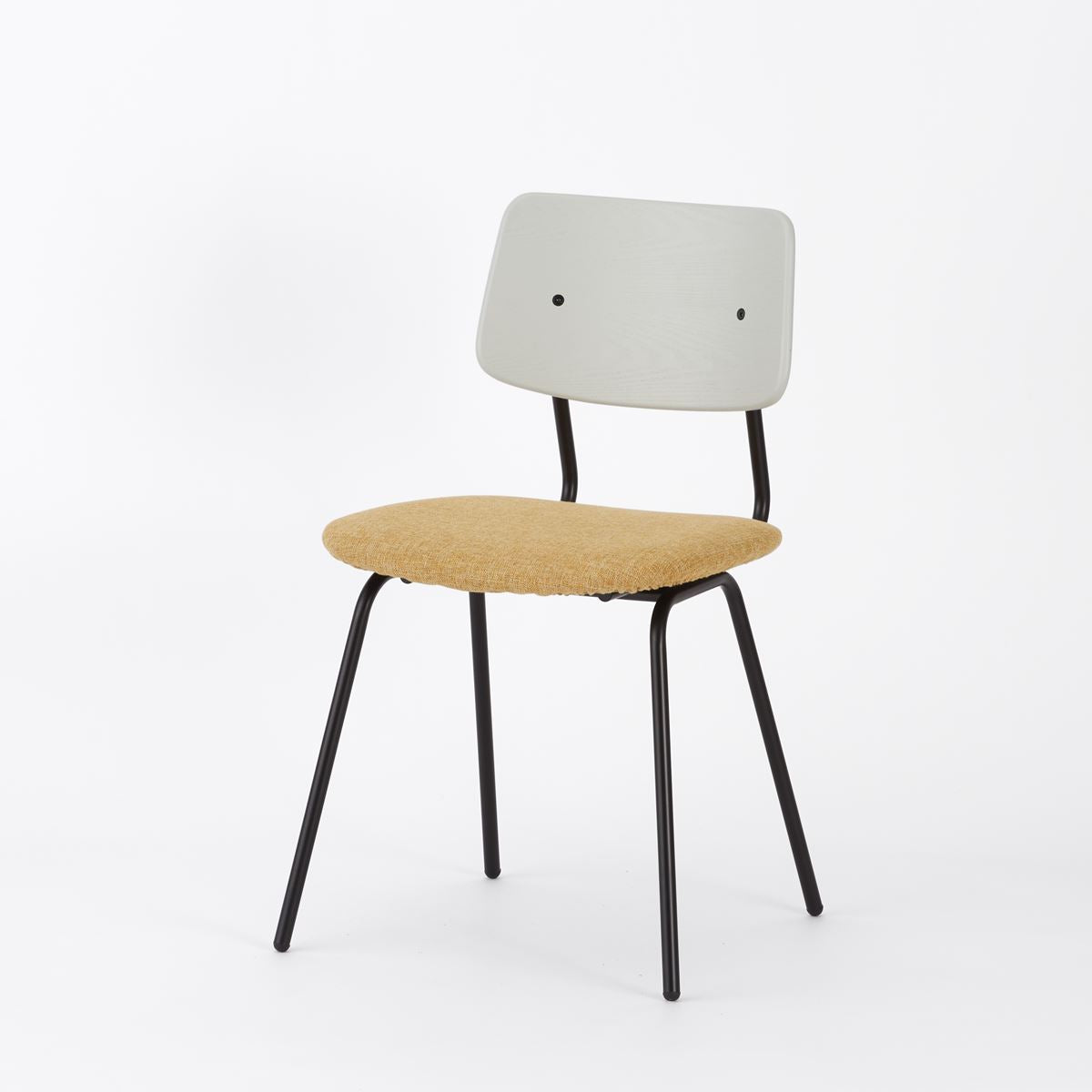KUUM Chair shikaku - Black Steel Frame/Cushion/Gray White Back / クーム チェア シカク
