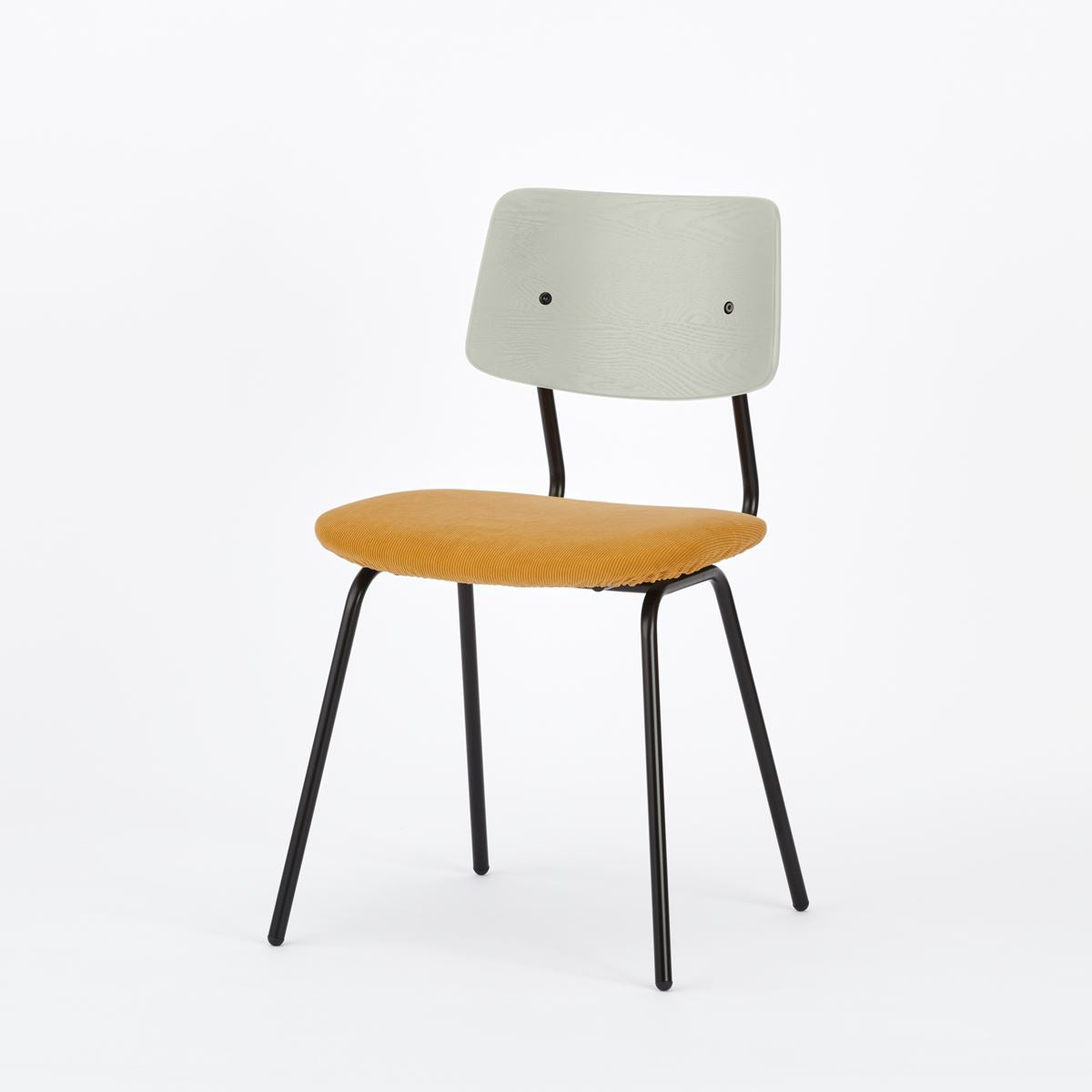 KUUM Chair shikaku - Black Steel Frame/Cushion/Gray White Back / クーム チェア シカク