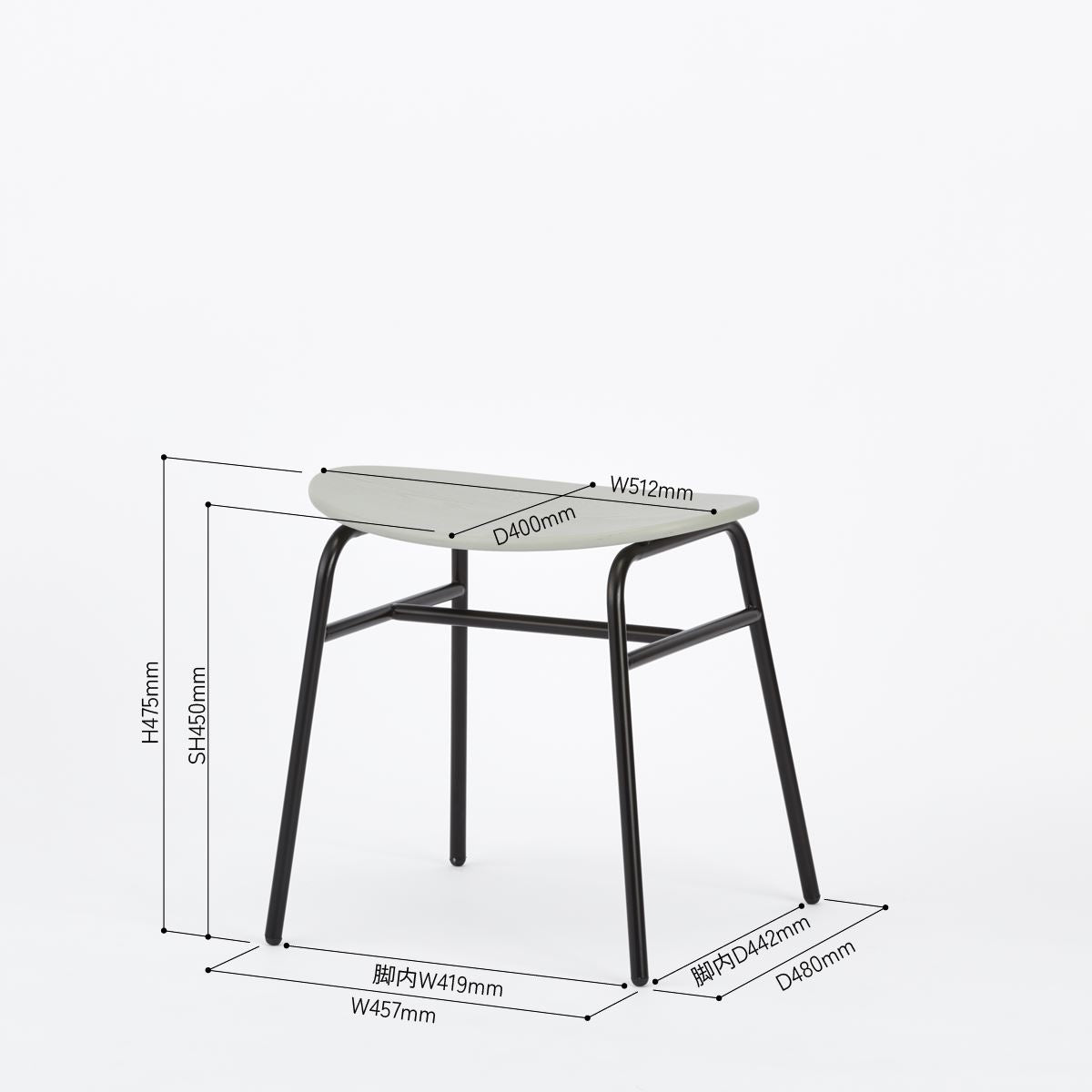 KUUM Stool kinoco - Black Steel Frame/Colored Wooden Seat / クーム スツール キノコ グレー