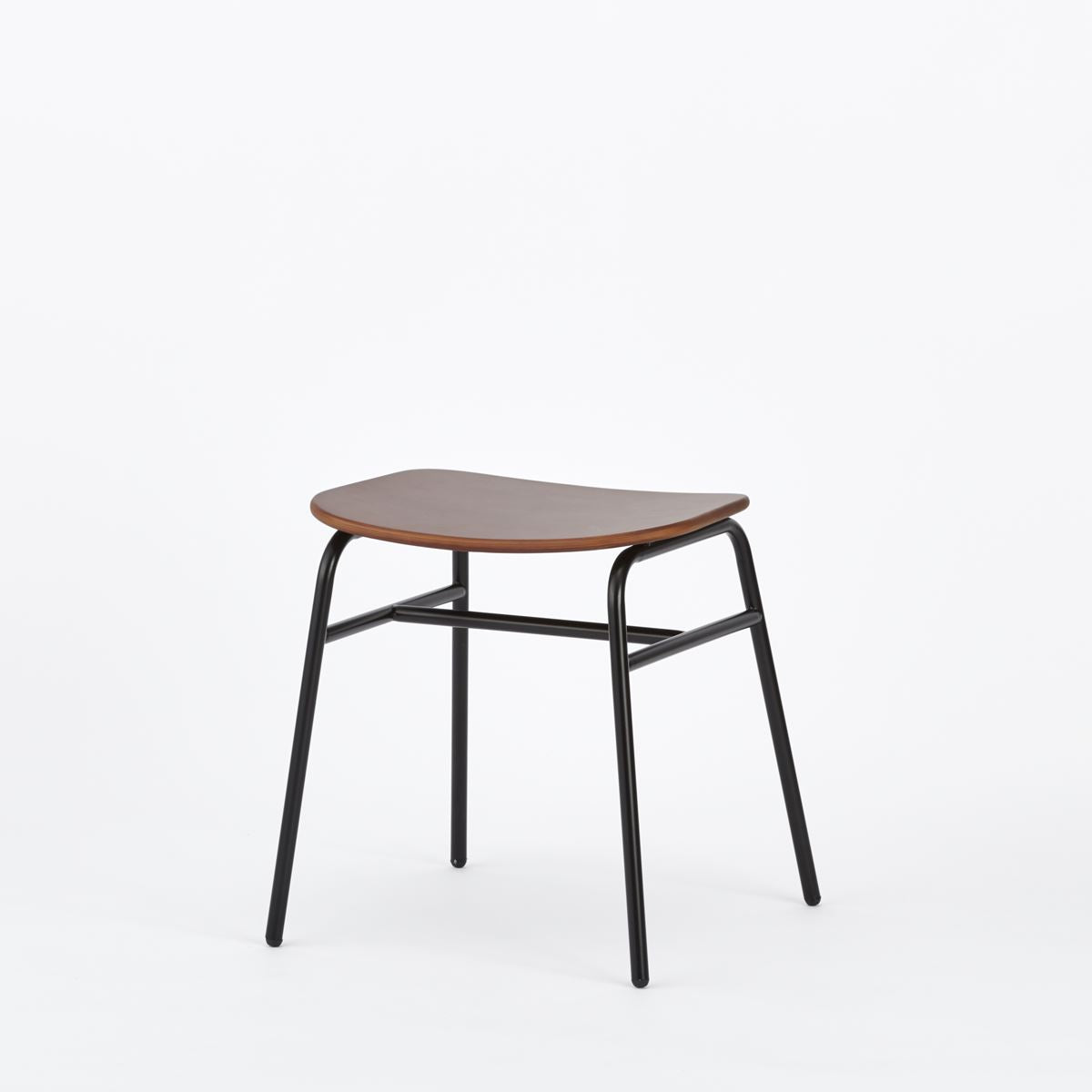 KUUM Stool shikaku - Black Steel Frame/Wooden Seat / クーム スツール シカク