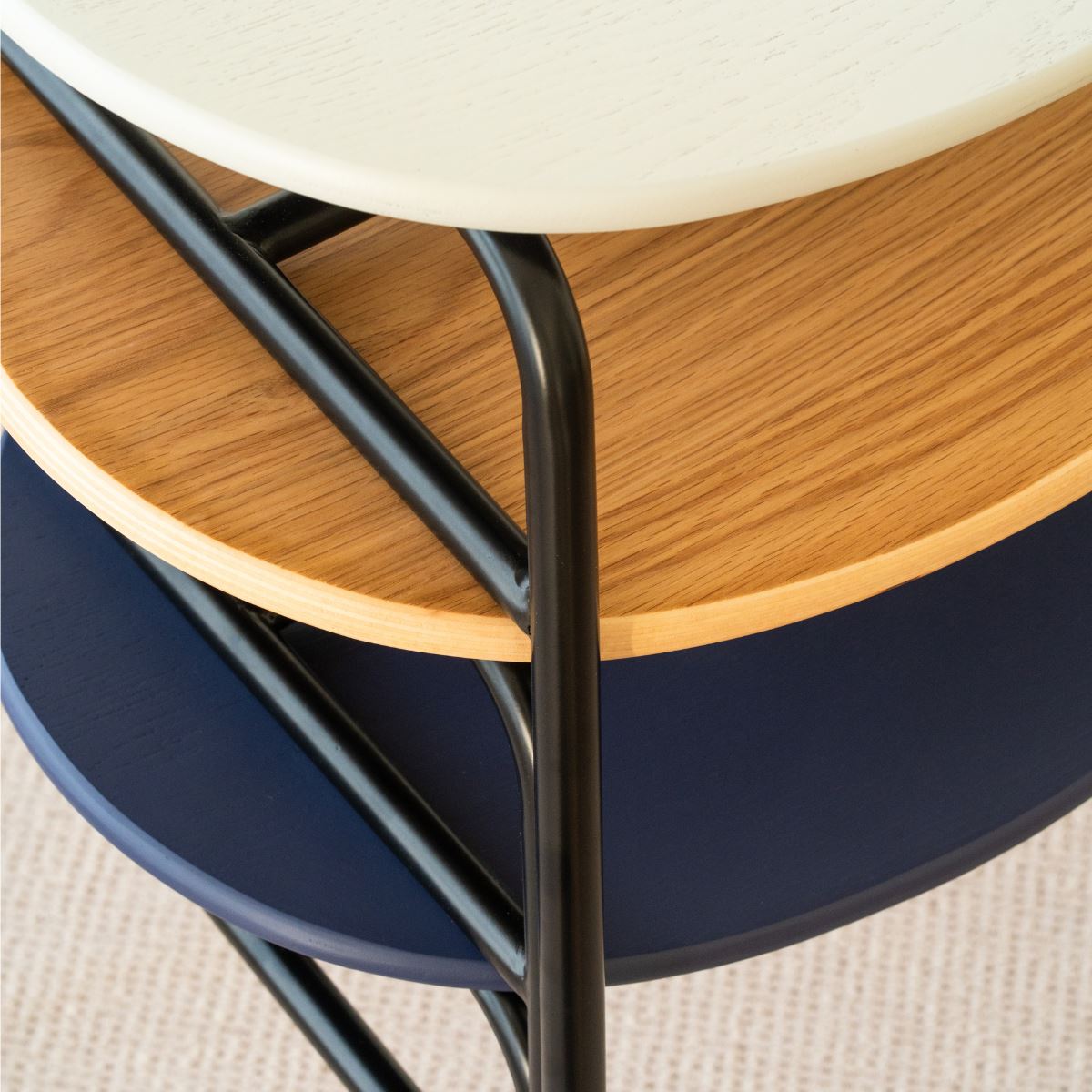 KUUM Stool shikaku - Black Steel Frame/Colored Wooden Seat / クーム スツール シカク