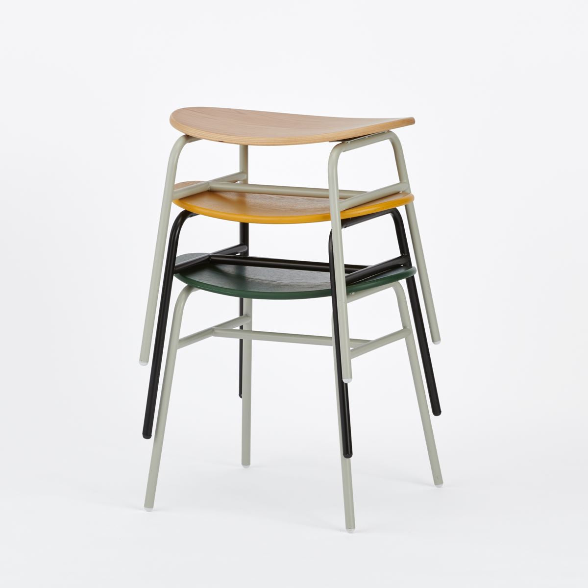 KUUM Stool kinoco - Gray White Steel Frame/Wooden Seat / クーム スツール キノコ