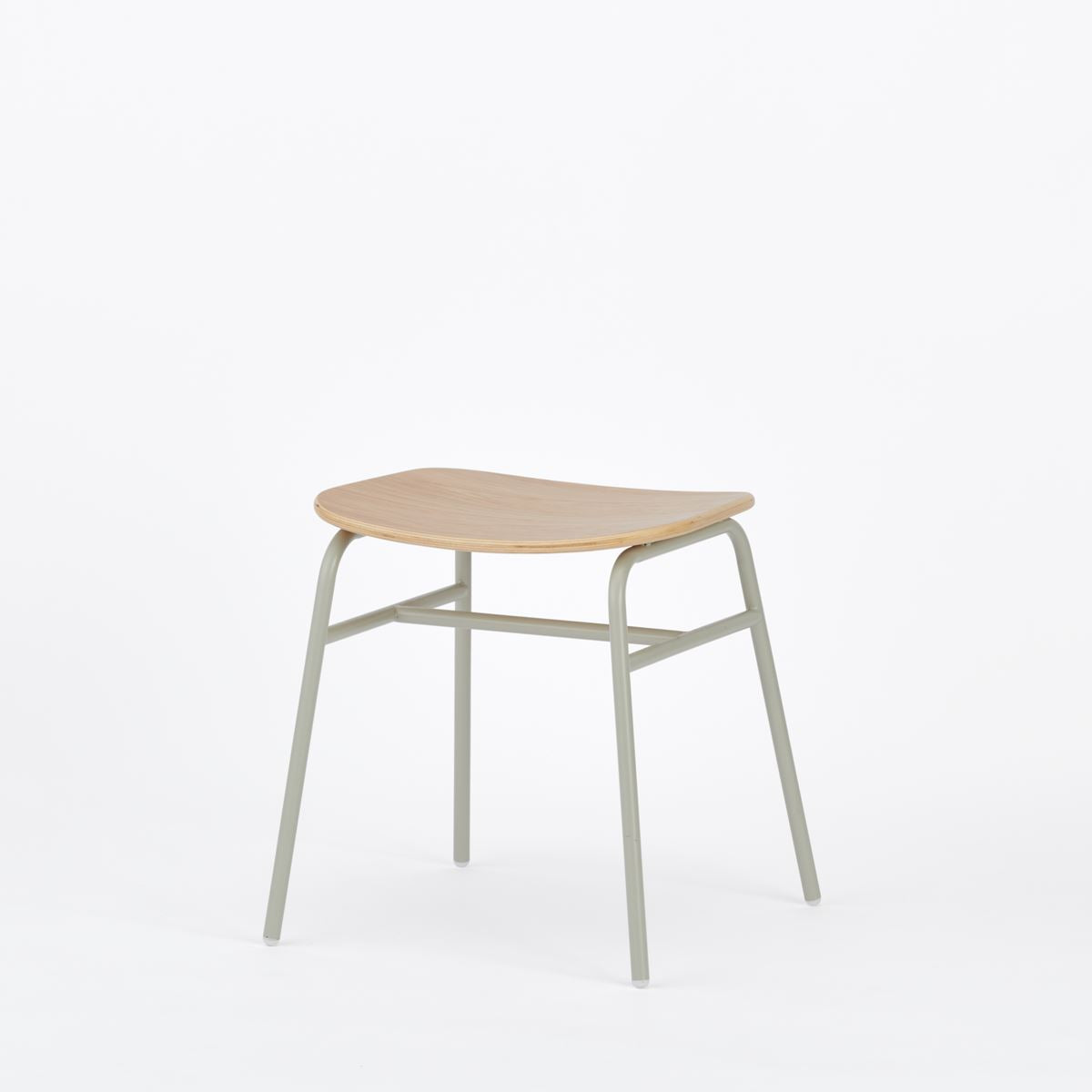 KUUM Stool shikaku - Gray White Steel Frame/Wooden Seat / クーム スツール シカク