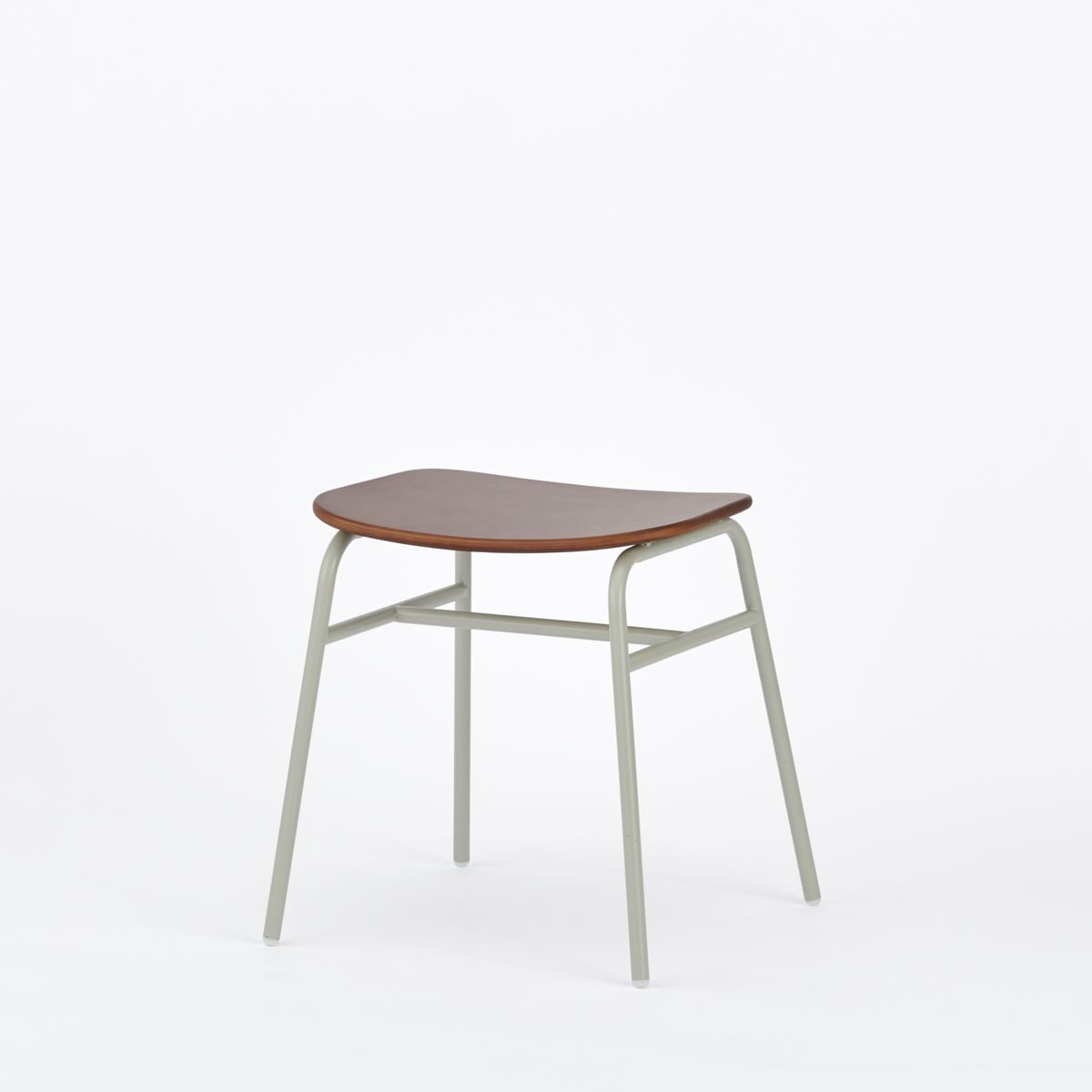 KUUM Stool shikaku - Gray White Steel Frame/Wooden Seat / クーム スツール シカク