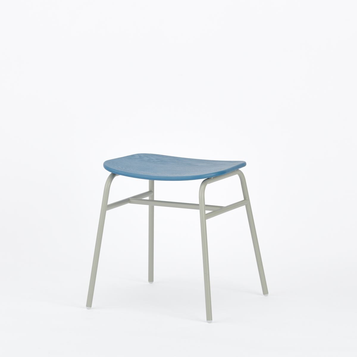 KUUM Stool shikaku - Gray White Steel Frame/Colored Wooden Seat / クーム スツール シカク
