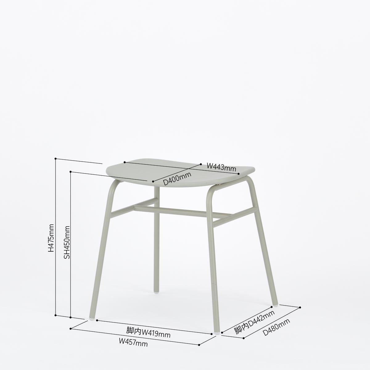 KUUM Stool shikaku - Gray White Steel Frame/Colored Wooden Seat / クーム スツール シカク