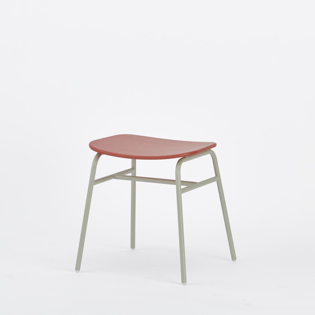 KUUM Stool shikaku - Gray White Steel Frame/Colored Wooden Seat / クーム スツール シカク