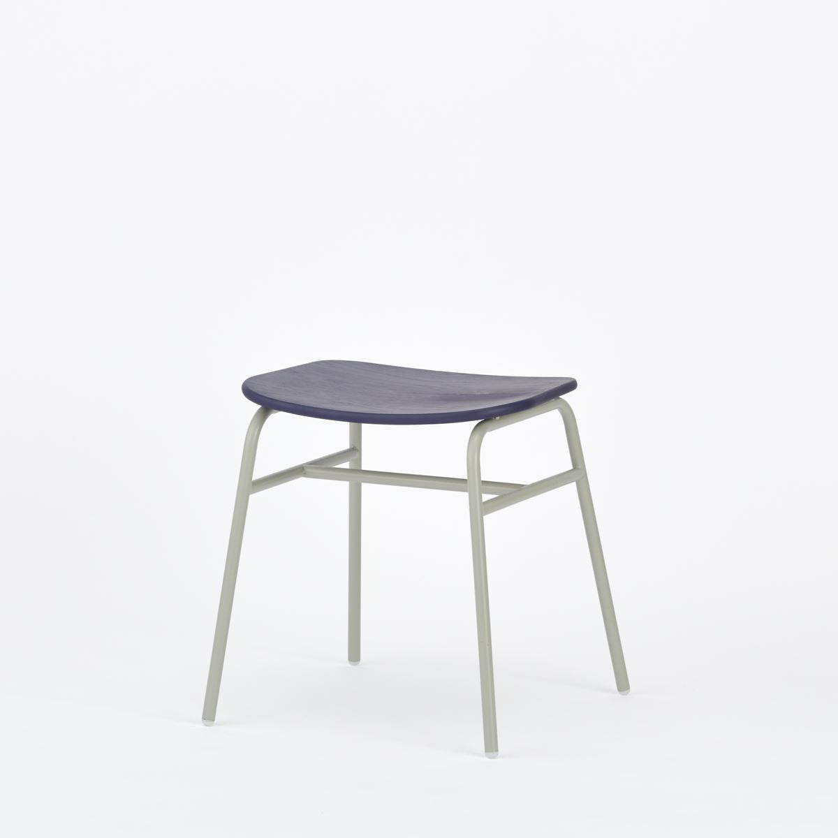 KUUM Stool shikaku - Gray White Steel Frame/Colored Wooden Seat / クーム スツール シカク