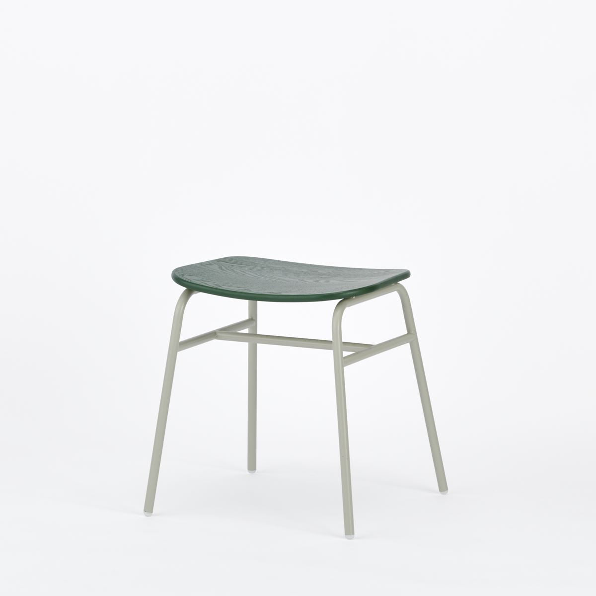 KUUM Stool shikaku - Gray White Steel Frame/Colored Wooden Seat / クーム スツール シカク