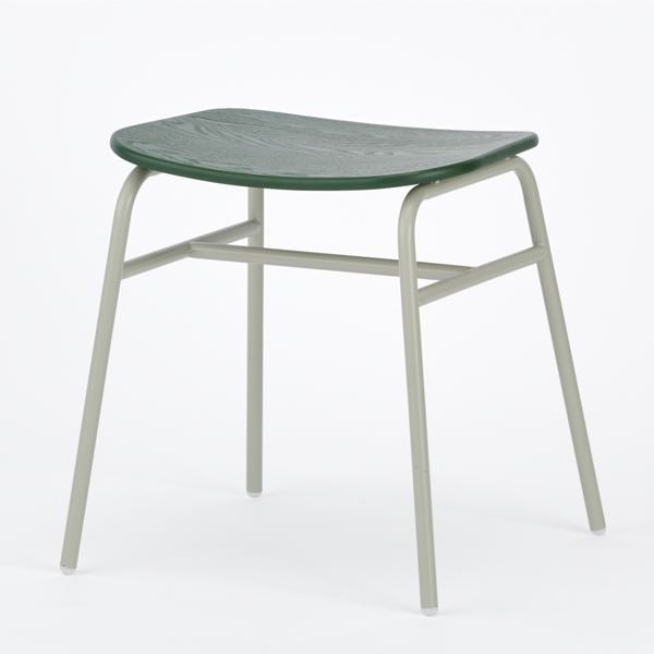 KUUM Stool shikaku - Gray White Steel Frame/Colored Wooden Seat / クーム スツール シカク