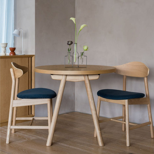 KUUM Round Table  突板 2人掛けダイニングセットA(3点セット)