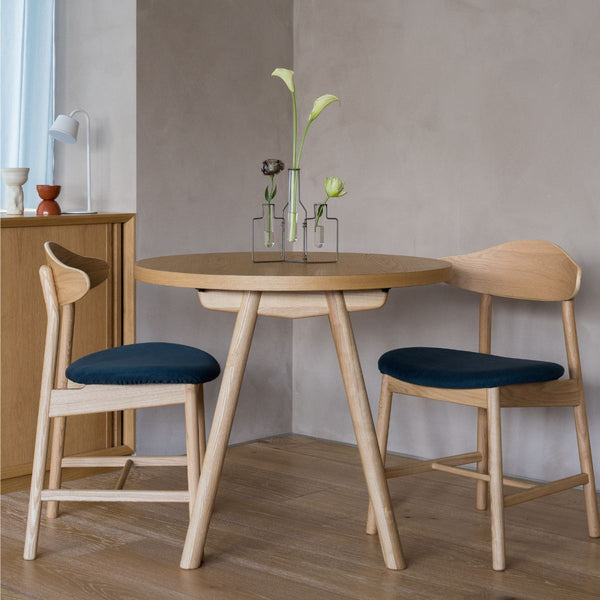 KUUM Round Table 突板 2人掛けダイニングセットA(3点セット)