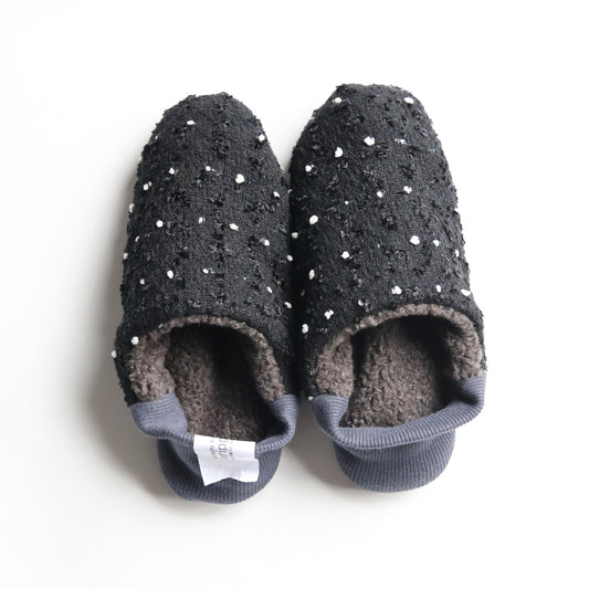 merippa ハウスシューズ ボンボリツイード×ボアパイル
