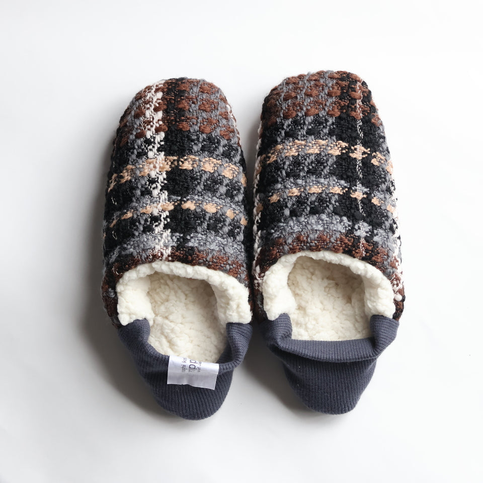 merippa ハウスシューズ ロービングチェック×シープボア