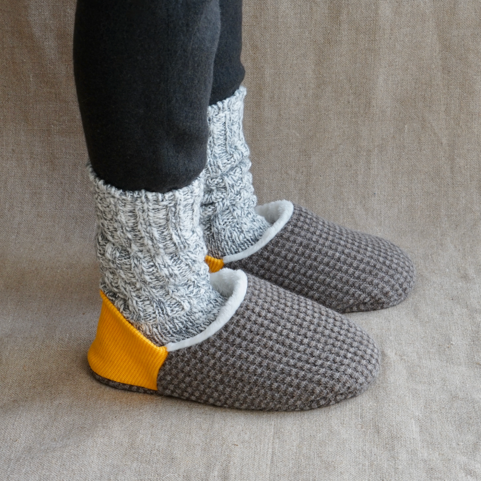 merippa House Shoes Waffle Knit×Micro Boa / merippa ハウスシューズ ワッフルニット×マイクロボア