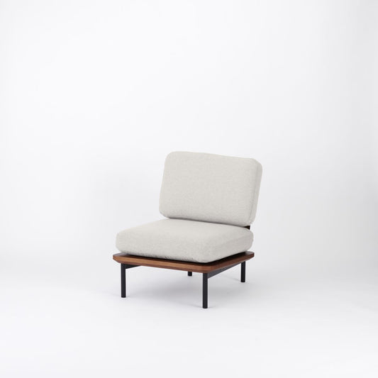 KUUM ソファ 一人掛け 幅65cm | 鉄フレームx天然木アッシュ(ブラウン)台座