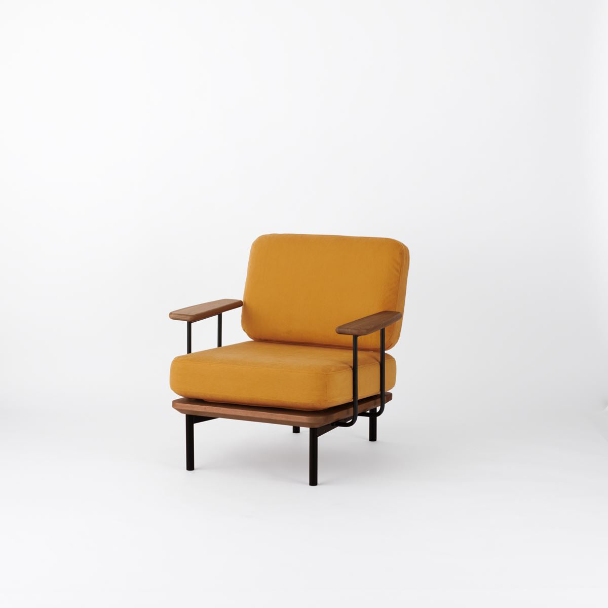KUUM Sofa 1 seater Double arm - Steel Frame/Brown / クーム ソファ