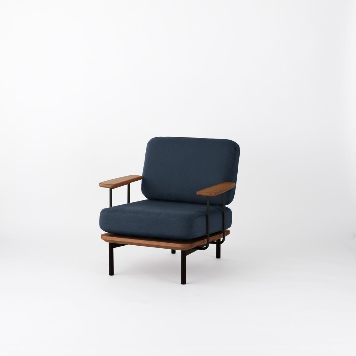 KUUM Sofa 1 seater Double arm - Steel Frame/Brown / クーム ソファ