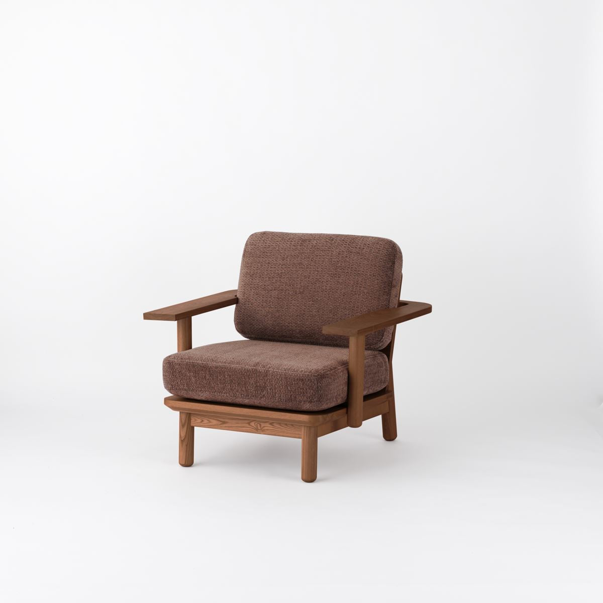 KUUM Sofa 1 seater Double arm - Wooden Frame/Brown / クーム ソファ