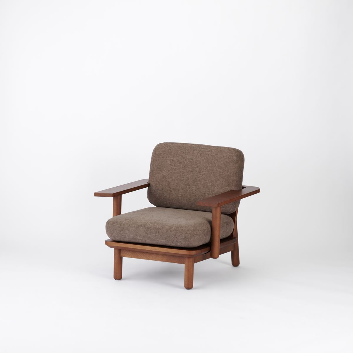 KUUM Sofa 1 seater Double arm - Wooden Frame/Brown / クーム ソファ