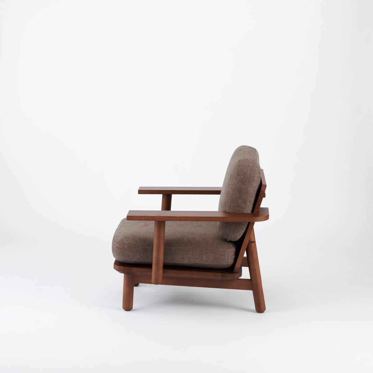 KUUM Sofa 1 seater Double arm - Wooden Frame/Brown / クーム ソファ