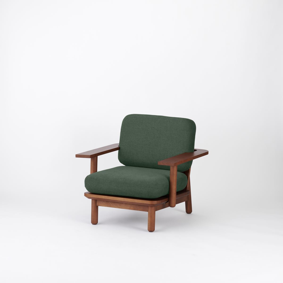 KUUM Sofa 1 seater Double arm - Wooden Frame/Brown / クーム ソファ