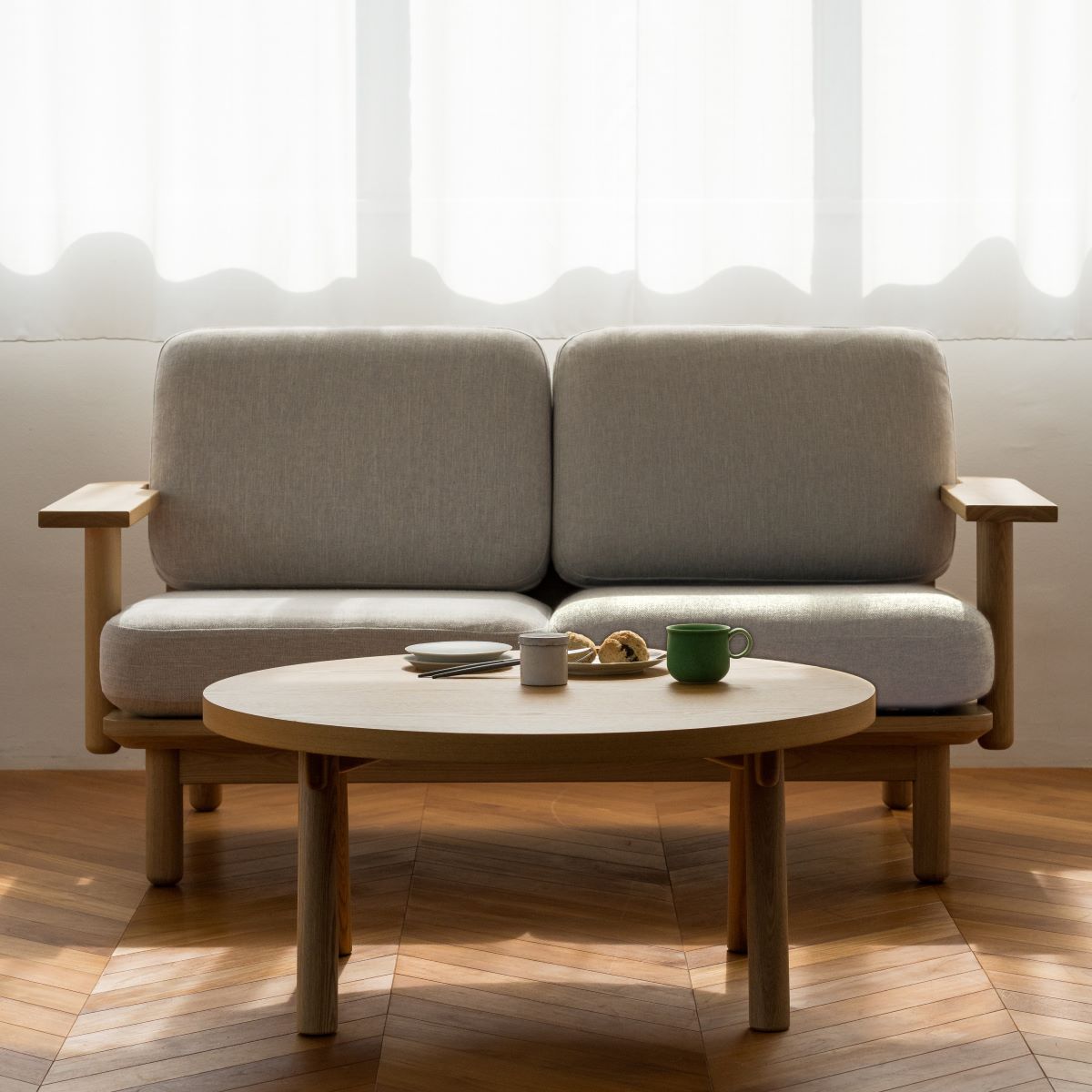 KUUM Sofa 2 seater Double arm - Wooden Frame/Natural / クーム ソファ