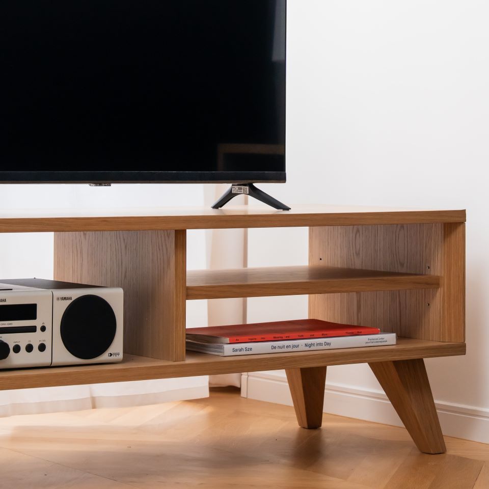 KUUM Linear Wood Low Board W1200 Natural_Wooden legs / クーム リニアウッド ローボード