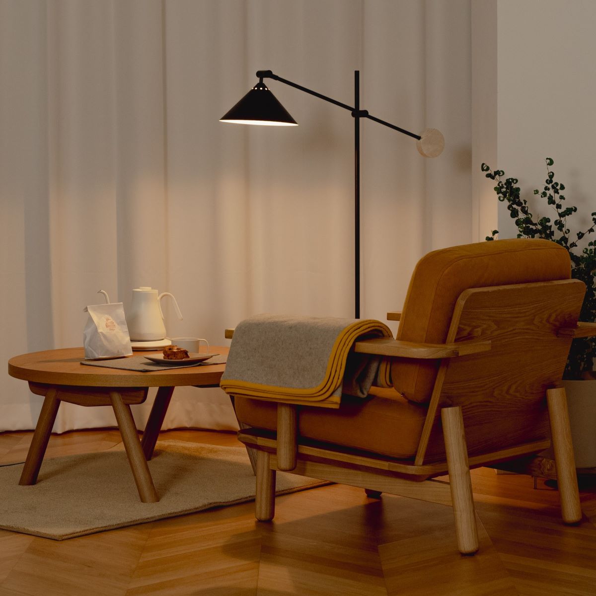 KUUM Living Table Φ850 - オーク突板ナチュラル / クーム リビング テーブル