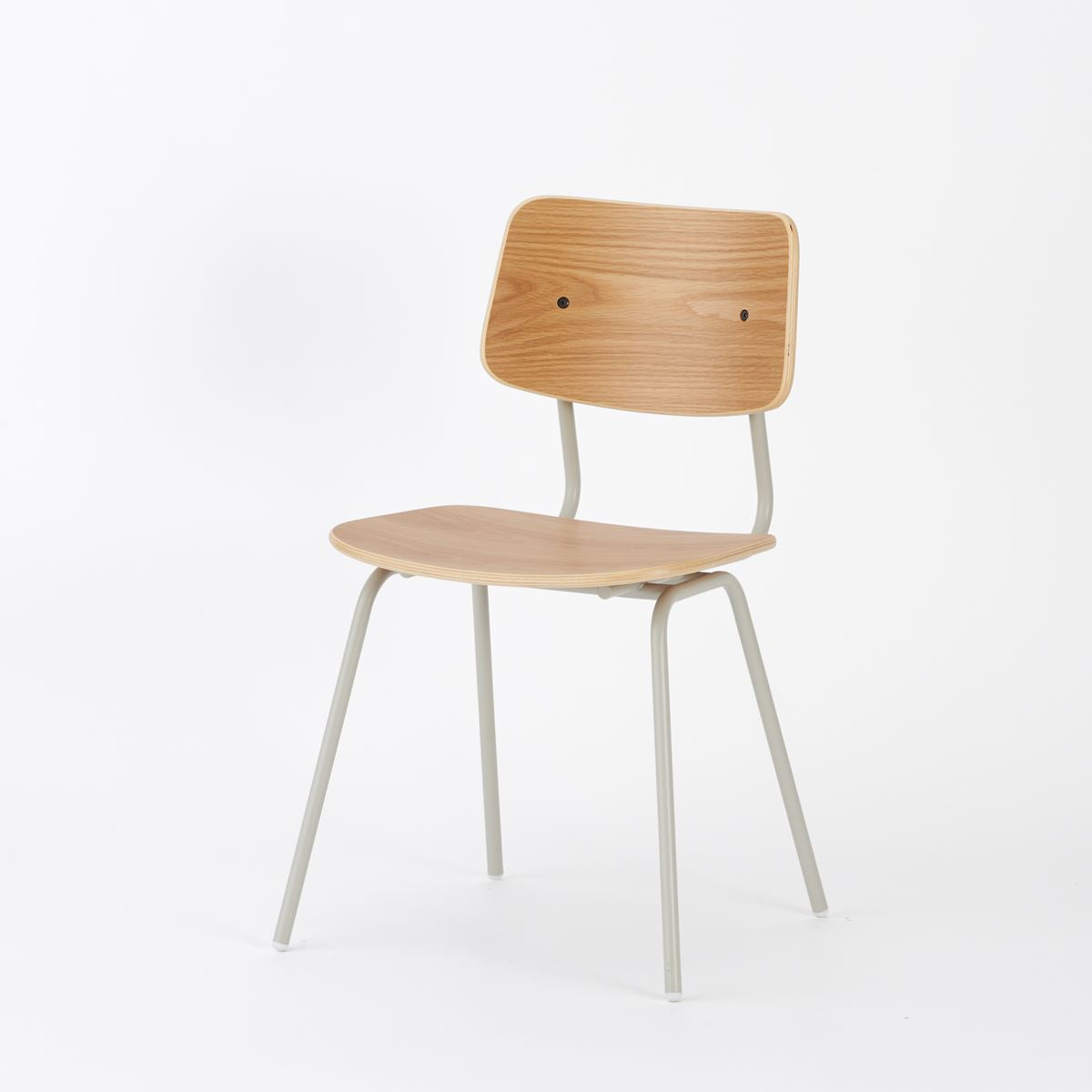 KUUM  Chair shikaku - Gray White Steel Frame/Wooden Back / クーム チェア シカク