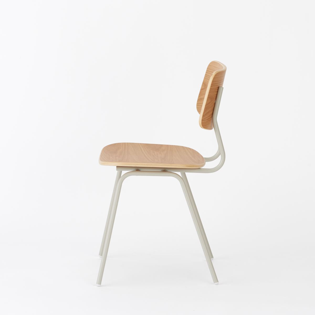 KUUM  Chair shikaku - Gray White Steel Frame/Wooden Back / クーム チェア シカク