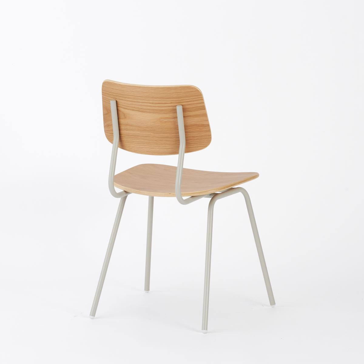 KUUM  Chair shikaku - Gray White Steel Frame/Wooden Back / クーム チェア シカク