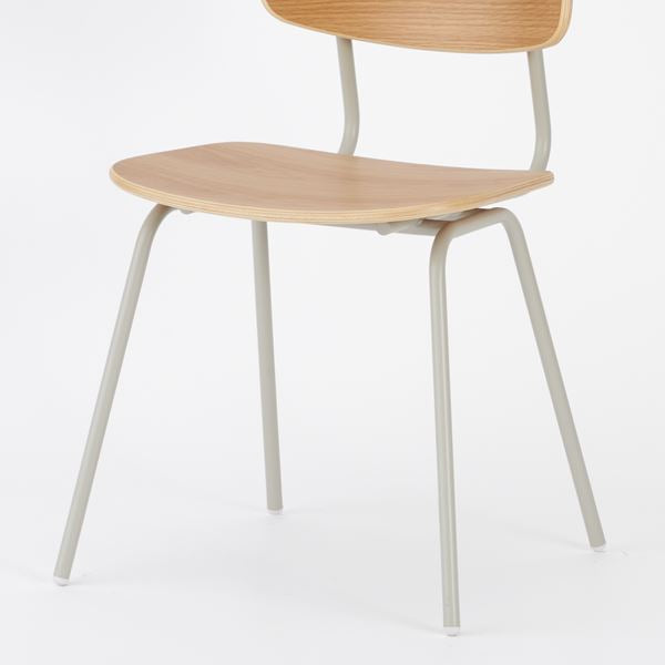 KUUM  Chair shikaku - Gray White Steel Frame/Wooden Back / クーム チェア シカク