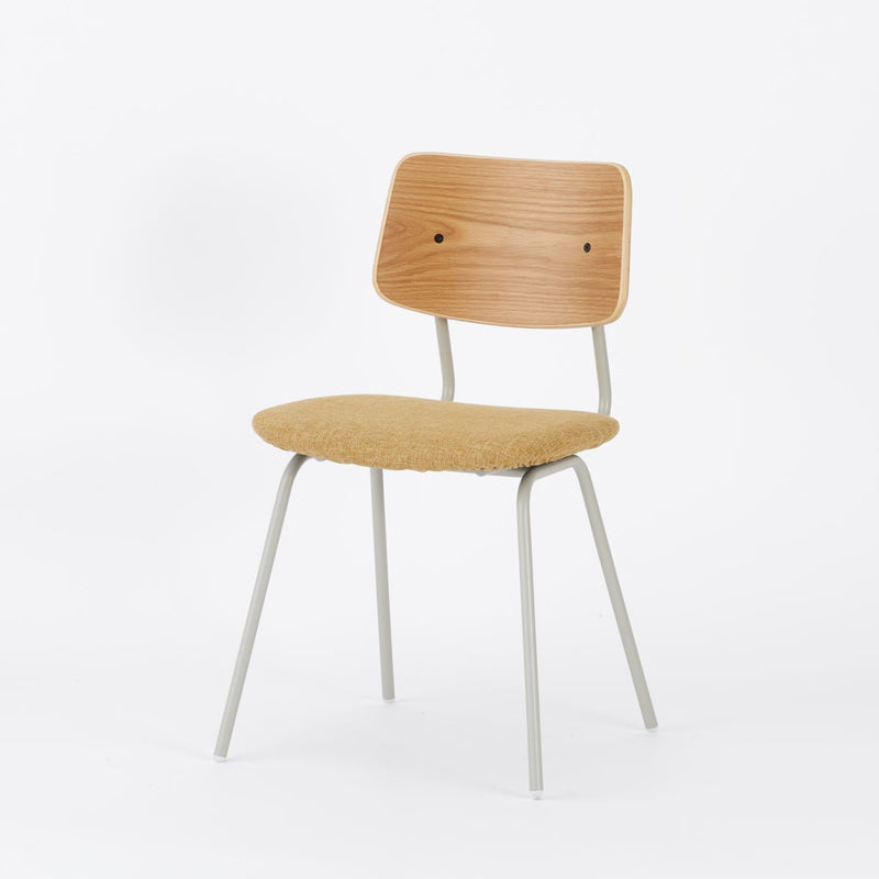 KUUM  Chair shikaku - Gray White Steel Frame/Cushion/Natural Back / クーム チェア シカク