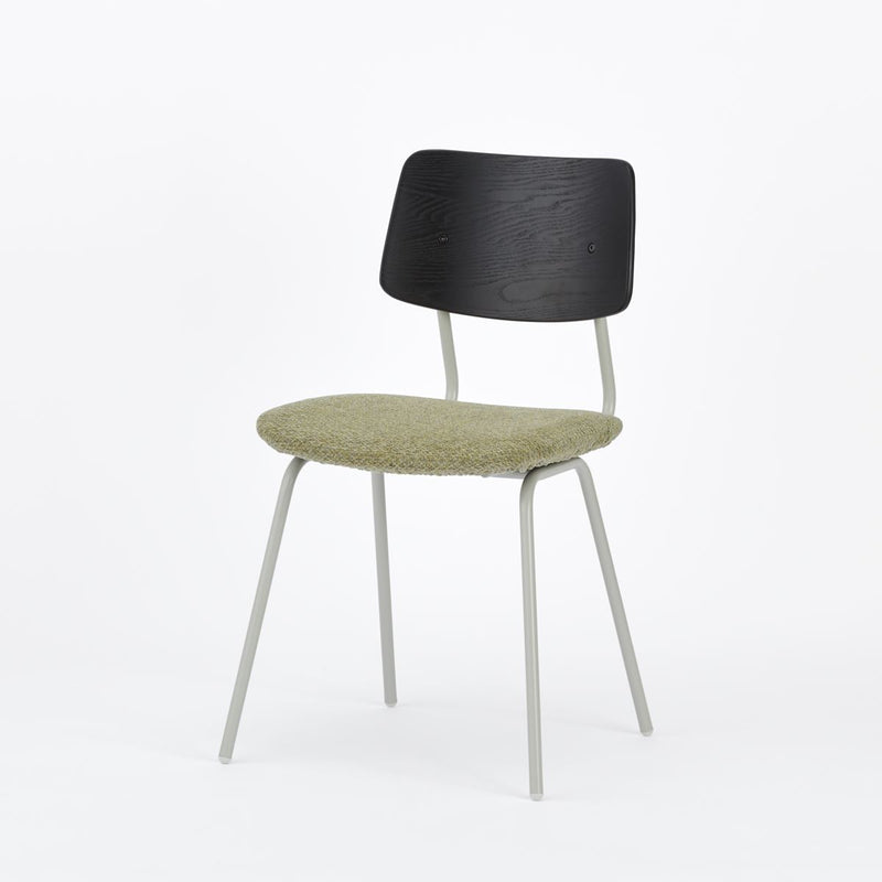 KUUM  Chair shikaku - Gray White Steel Frame/Cushion/Black Back / クーム チェア シカク