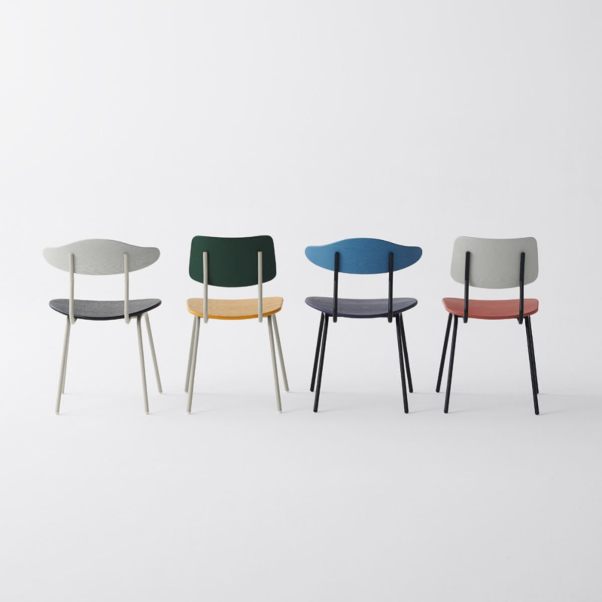 KUUM Chair shikaku - Green x Mustard Yellow x Gray White Steel Frame / クーム チェア シカク