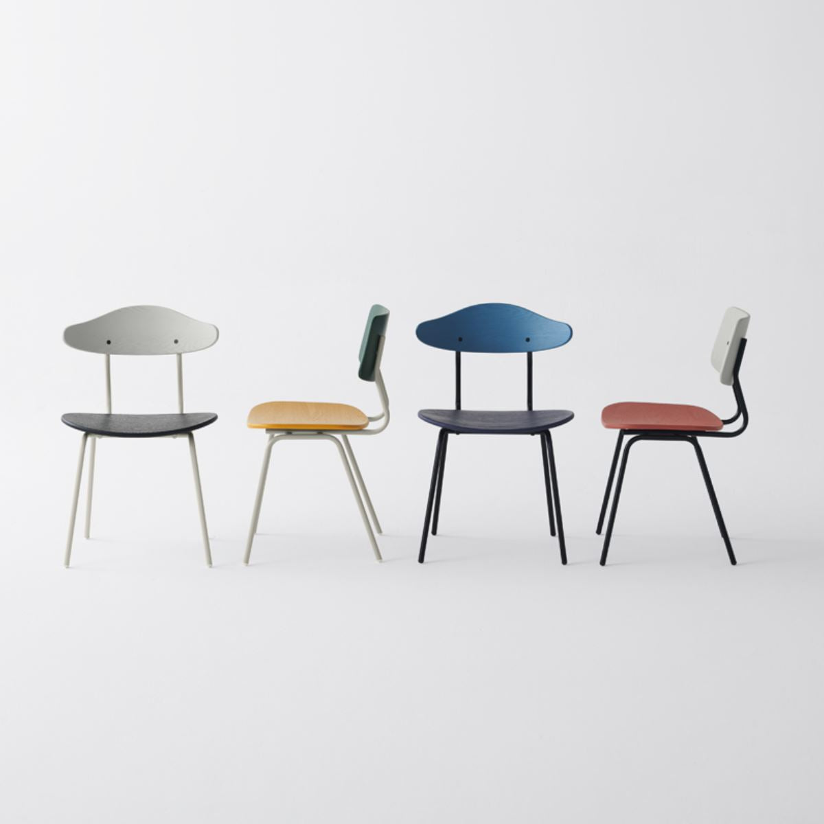 KUUM Chair shikaku - Green x Mustard Yellow x Gray White Steel Frame / クーム チェア シカク