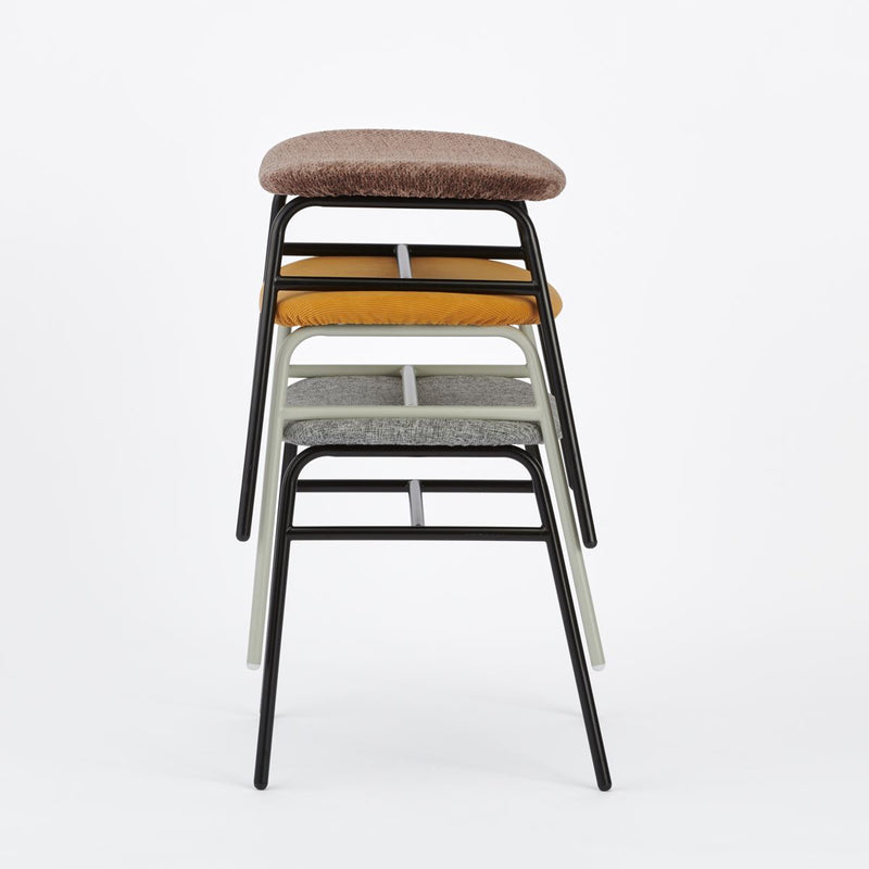 KUUM Stool shikaku - Gray White Steel Frame/Cushion / クーム スツール シカク