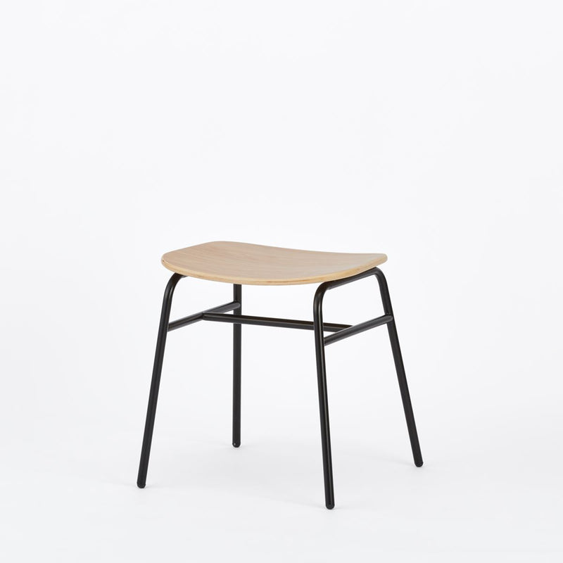 KUUM Stool shikaku - Black Steel Frame/Wooden Seat / クーム  スツール シカク