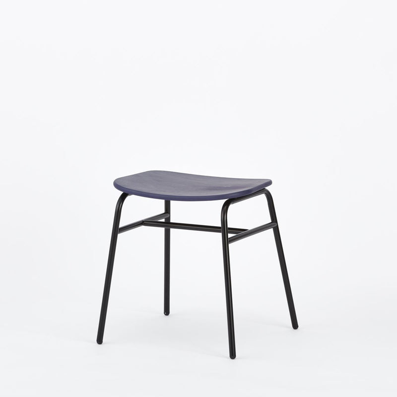 KUUM Stool shikaku - Black Steel Frame/Colored Wooden Seat / クーム  スツール シカク